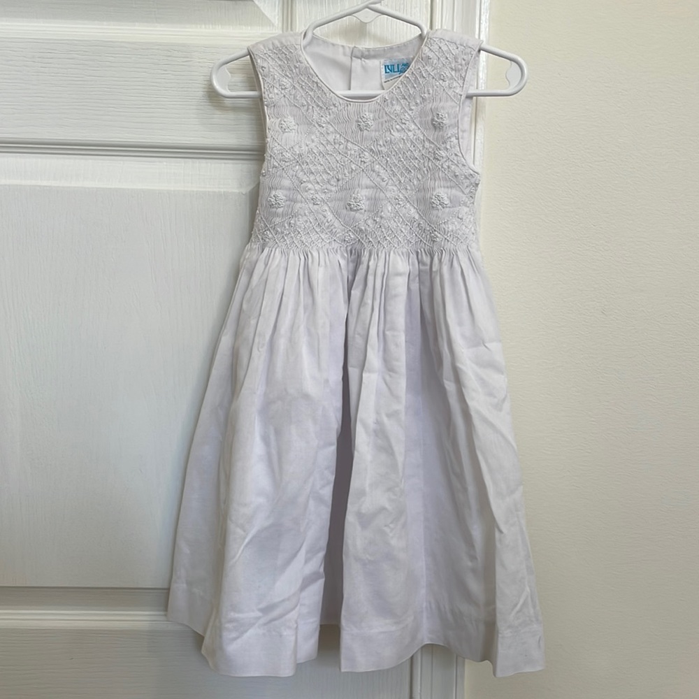 Luli & Me white smocked dress 4T